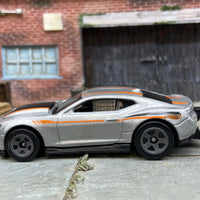 Loose Hot Wheels 2018 Chevy Camaro COPO Drag Car Dressed in Silver and Orange