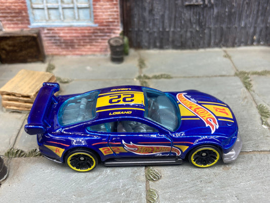 Loose Hot Wheels - 2018 Custom Ford Mustang GT Race Car - Blue and Yellow Joey Logano Livery