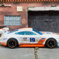Loose Hot Wheels 2018 Custom Ford Mustang GT Race Car Dressed in White GULF Livery