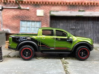 Loose Hot Wheels 2019 Ford Ranger Raptor 4X4 Truck Dressed In Green Ford Performance Livery