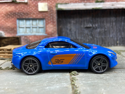 Loose Hot Wheels Alpine A110 Dressed in Blue and Orange #36