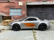Loose Hot Wheels Alpine A110 Dressed in Silver and Orange #36