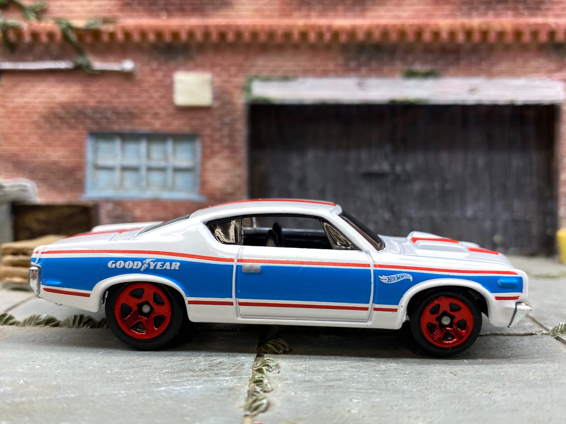 Loose Hot Wheels - AMC Rebel Machine - White, Blue and Red Goodyear Livery