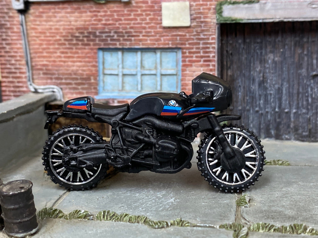 Loose Hot Wheels BMW R nineT Racer Motorcycle Black Red and Blue Muncle Mikes