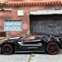 Loose Hot Wheels Chevy Corvette C7 Z06 Dressed in Black and White
