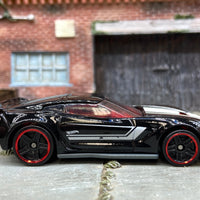 Loose Hot Wheels Chevy Corvette C7 Z06 Dressed in Black and White