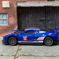 Loose Hot Wheels - Chevy Corvette C8-R Race Car - Blue, White and Red 8