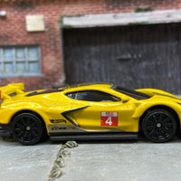 Loose Hot Wheels Chevy Corvette C8-R Race Car Dressed in Yellow 4
