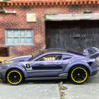 Loose Hot Wheels Custom 2015 Ford Mustang Race Car Dressed in Purple, White and Black