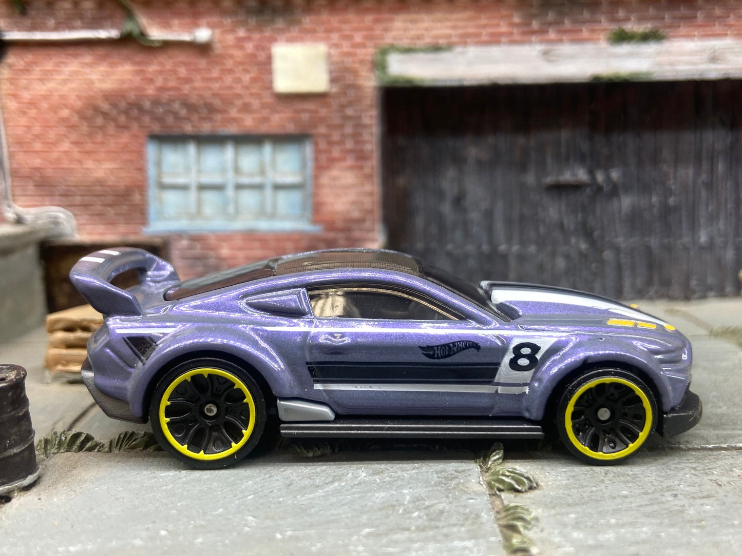 Loose Hot Wheels - Custom 2015 Ford Mustang Race Car - Purple, White and Black
