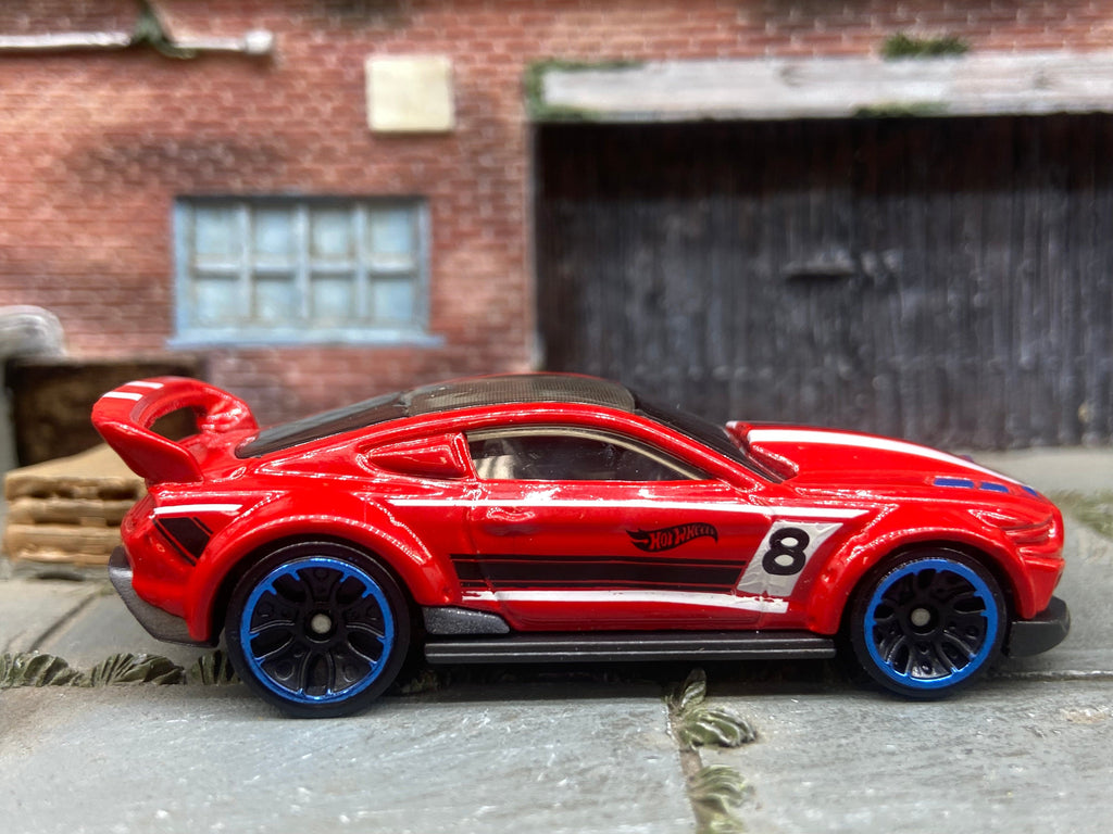 Loose Hot Wheels Custom 2015 Ford Mustang Race Car Dressed in Red, White and Black