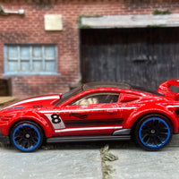 Loose Hot Wheels Custom 2015 Ford Mustang Race Car Dressed in Red, White and Black