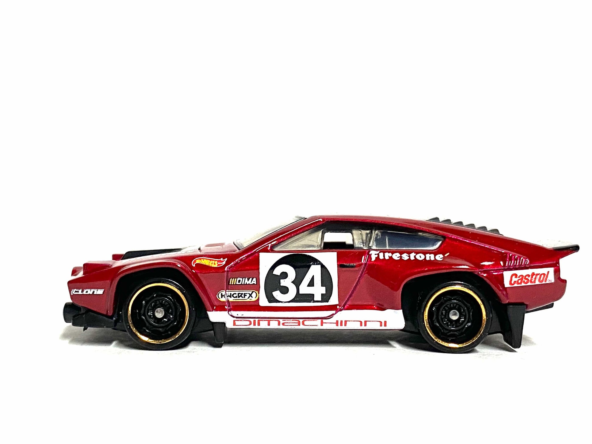 Loose Hot Wheels - Dimachinni Veloce Race Car - Castrol Racing Dark Red 34