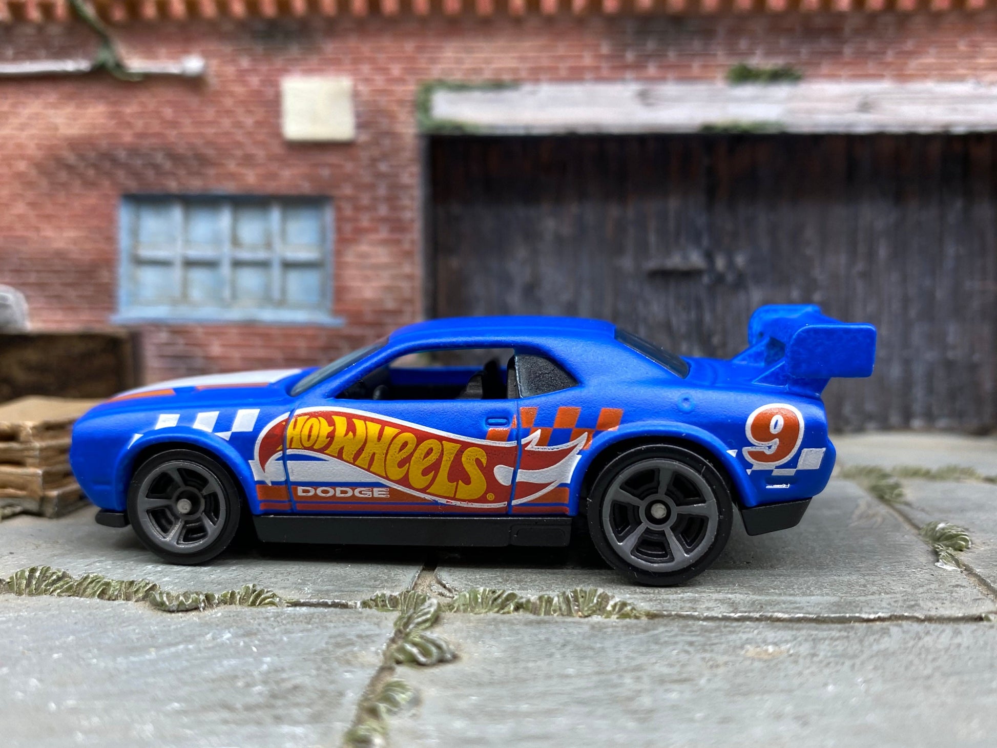 Loose Hot Wheels - Dodge Challenger Drift Car - Blue, White and Red Hot Wheels