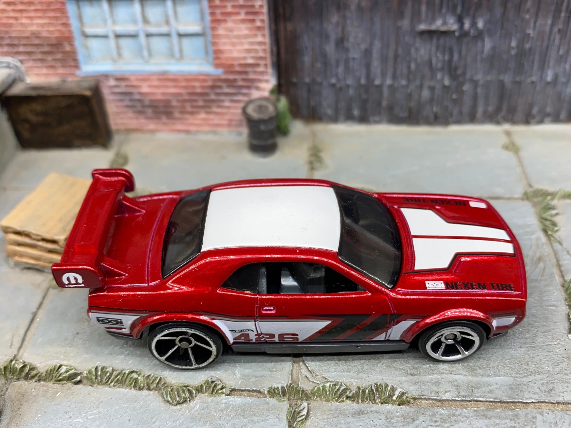 Loose Hot Wheels - Dodge Challenger Drift Car - Dark Red and White