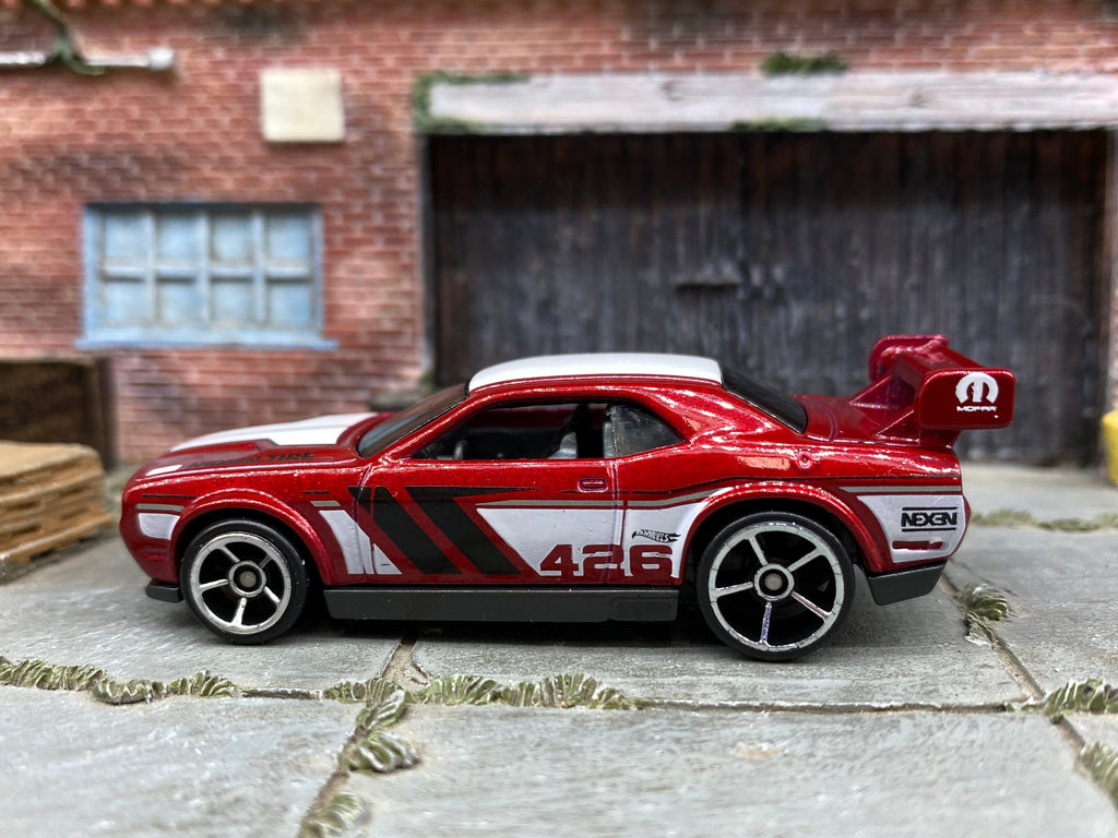 Loose Hot Wheels - Dodge Challenger Drift Car - Dark Red and White