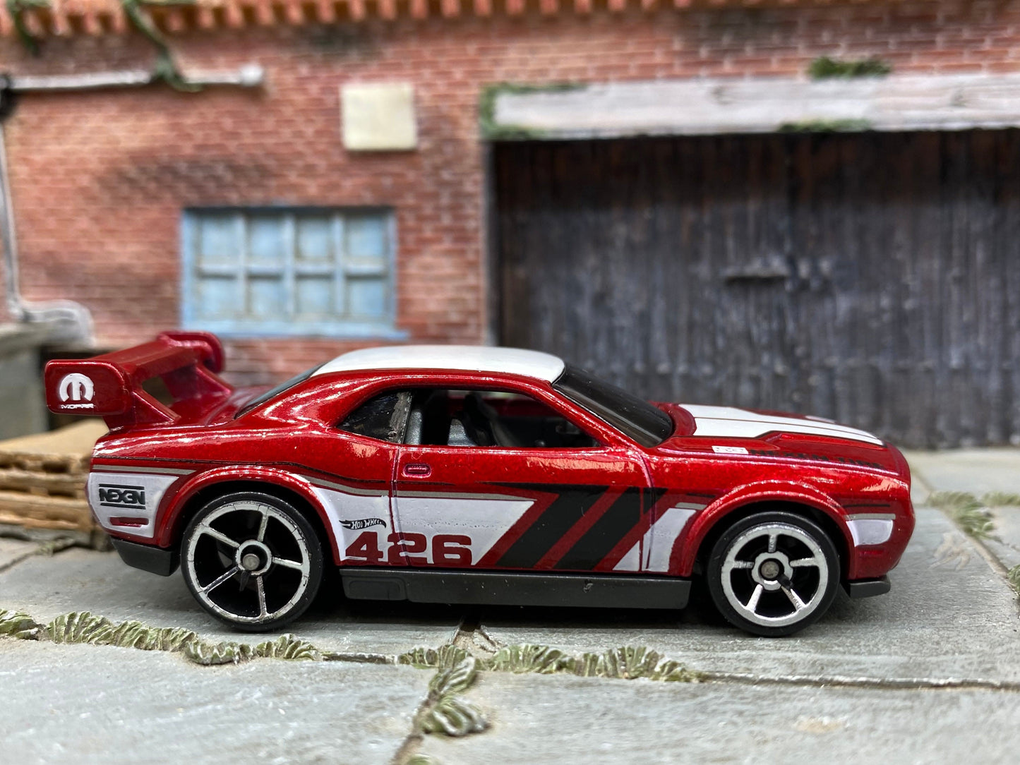 Loose Hot Wheels - Dodge Challenger Drift Car - Dark Red and White