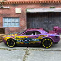 Loose Hot Wheels - Dodge Challenger Drift Car - Purple, Black and Yellow Dodge