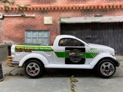 Loose Hot Wheels Dodge Power Wagon 4x4 Truck In Border Patrol Green and White
