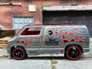 Loose Hot Wheels Dodge Van In Silver with Flames