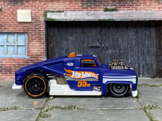 Loose Hot Wheels - Erikenstein Race Truck - Satin Blue and White Hot Wheels