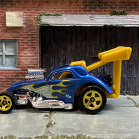 Loose Hot Wheels - Fiat 500c Dragster - Blue and Gold with Flames