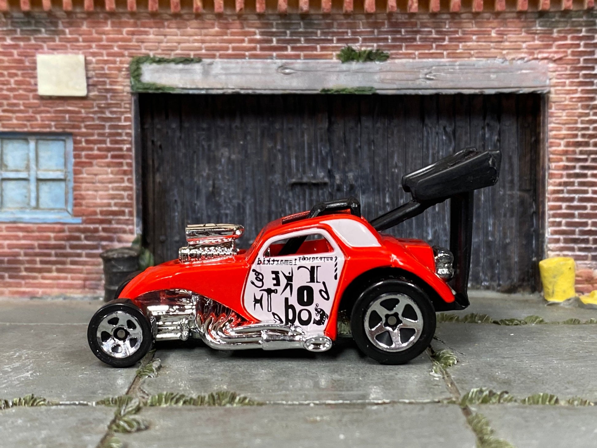 Loose Hot Wheels - Fiat 500c Dragster - Red and White