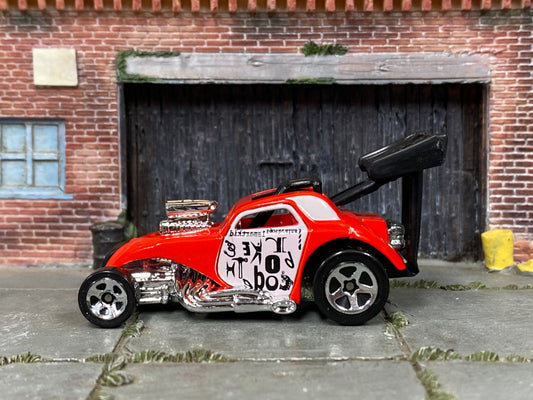 Loose Hot Wheels - Fiat 500c Dragster - Red and White