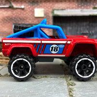 Loose Hot Wheels Ford Bronco 4×4 Dressed in Red and Blue #18 Livery