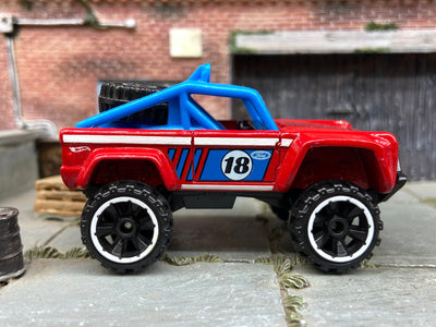 Loose Hot Wheels Ford Bronco 4×4 Dressed in Red and Blue #18 Livery