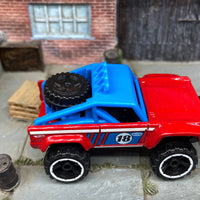 Loose Hot Wheels Ford Bronco 4×4 Dressed in Red and Blue #18 Livery