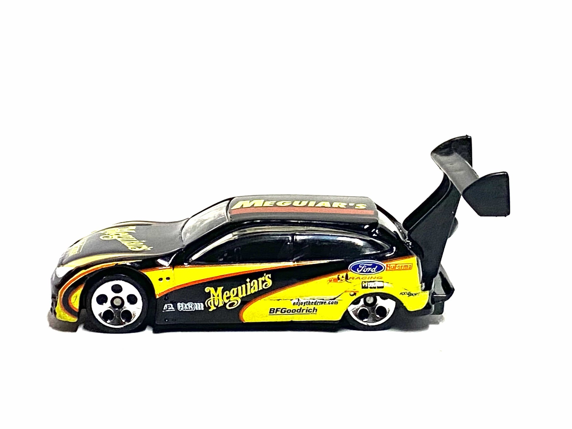 Loose Hot Wheels - Ford Focus Race Car - Black and Yellow Maguires