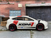 Loose Hot Wheels Ford Focus RS Dressed in Koni White Livery