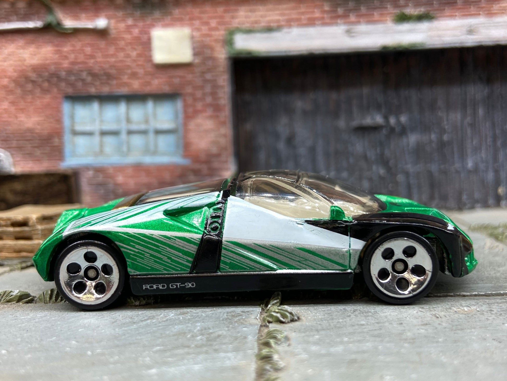 Loose Hot Wheels Ford GT90 Dressed in Green, White and Black
