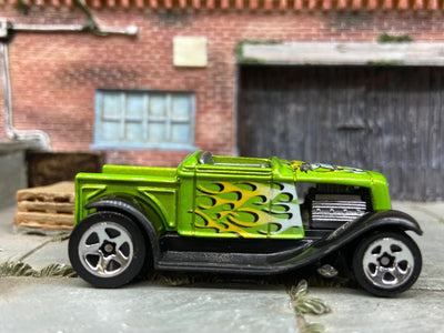 Loose Hot Wheels Ford Model A Pick Up Hooligan Dressed in Green with Flames