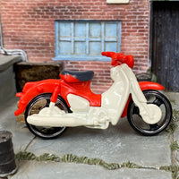 Loose Hot Wheels - Honda Super Cub Motorcycle - Red and White