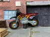 Loose Hot Wheels - Hot Wheels 450F Dirt Bike Motorcycle - Dark Red with Flames