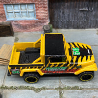 Loose Hot Wheels - Jeep Scrambler Pick Up - Yellow and Black Prehistoric Park Ranger