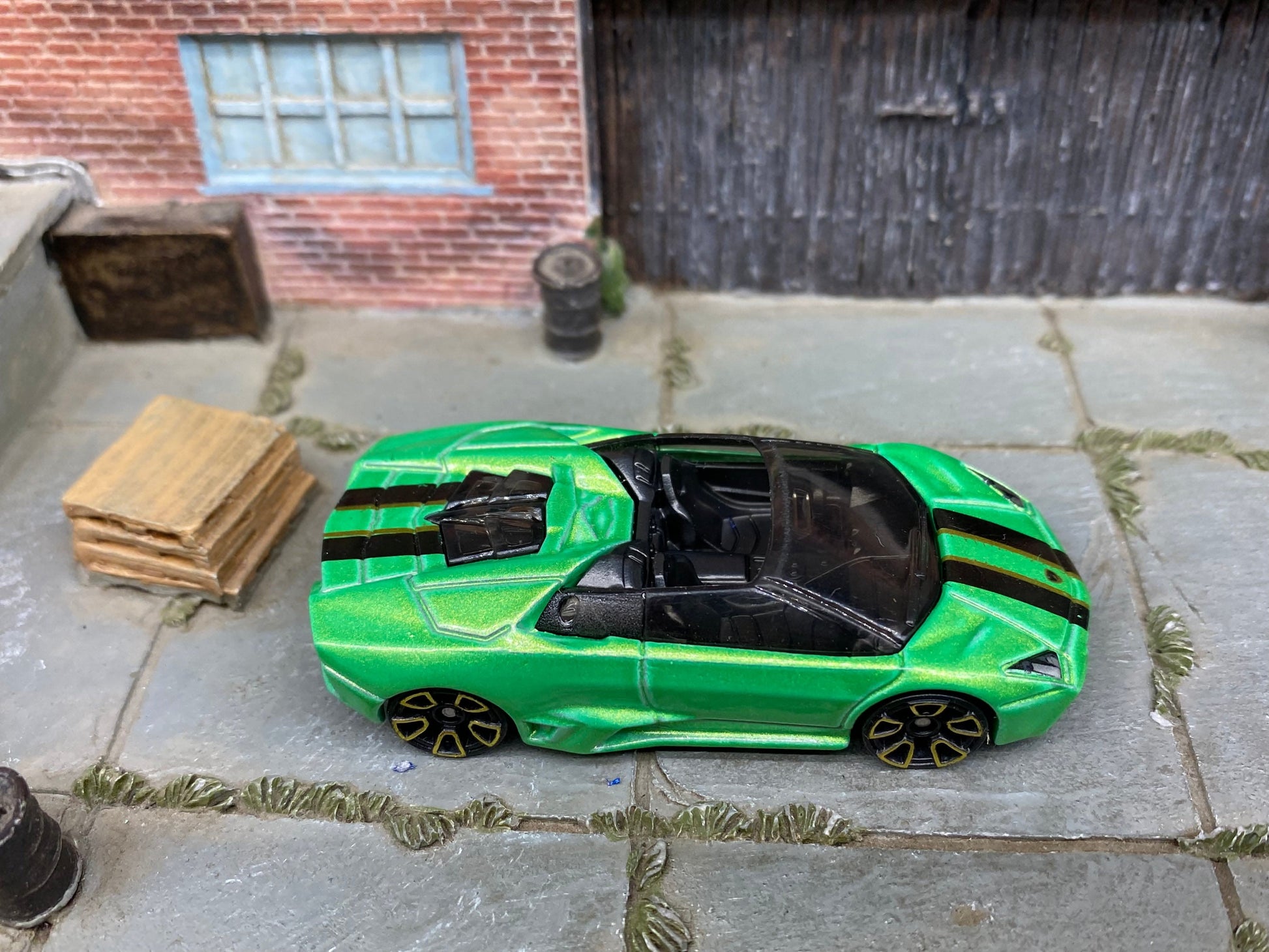 Loose Hot Wheels - Lamborghini Reventon Roadster - Green and Black