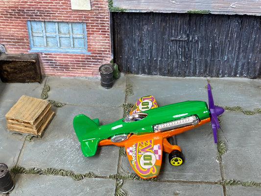 Loose Hot Wheels - Mad Propz Airplane - Green, Range and Purple