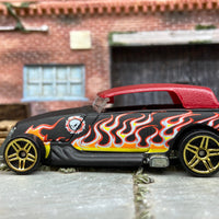 Loose Hot Wheels Phaeton Hot Rod Dressed in Satin Black and Red With Flames