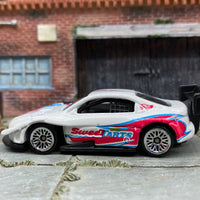 Loose Hot Wheels Pikes Peak Toyota Celica Race Car - White, Pink and Blue SweetTarts