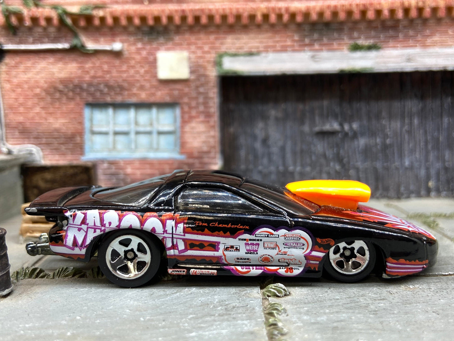 Loose Hot Wheels - Pro Stock Pontiac Firebird - Black and Orange Kaboom Livery