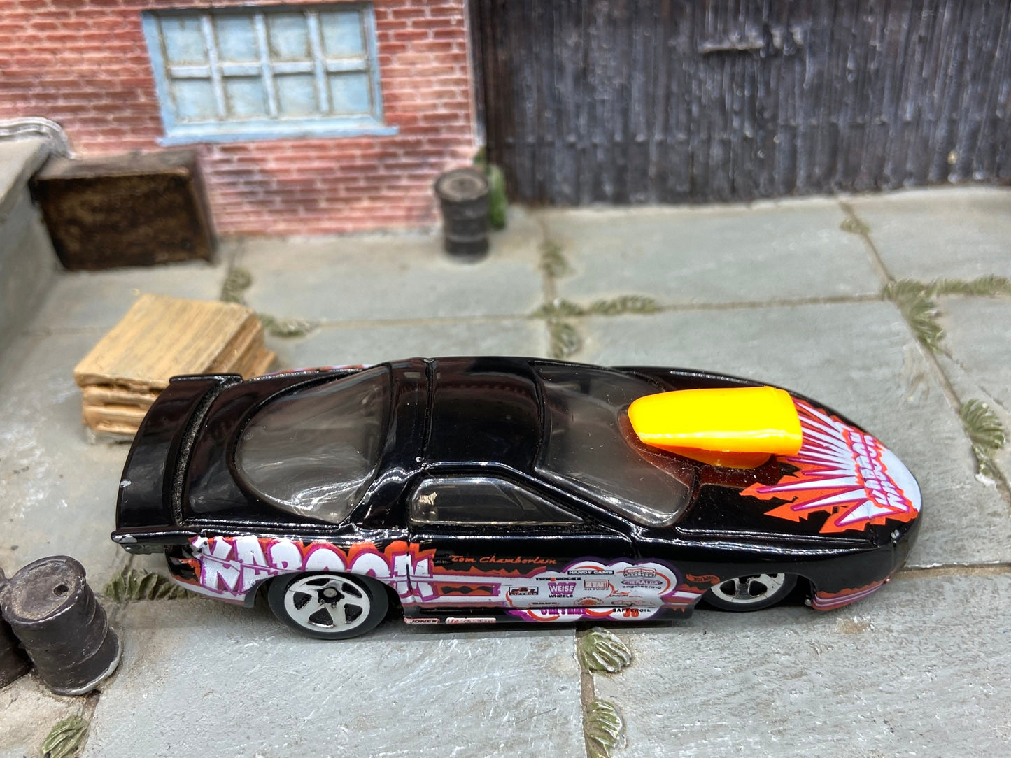 Loose Hot Wheels - Pro Stock Pontiac Firebird - Black and Orange Kaboom Livery
