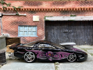 Loose Hot Wheels Pro Stock Pontiac Firebird Dressed in Black and Purple Skull Livery