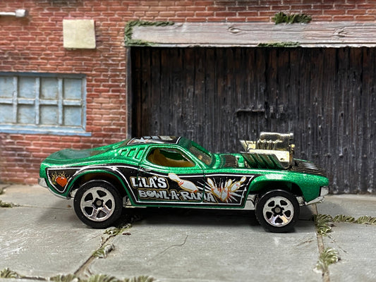 Loose Hot Wheels - Rodger Dodger - Green and Black Lila's Bowl-A-Rama