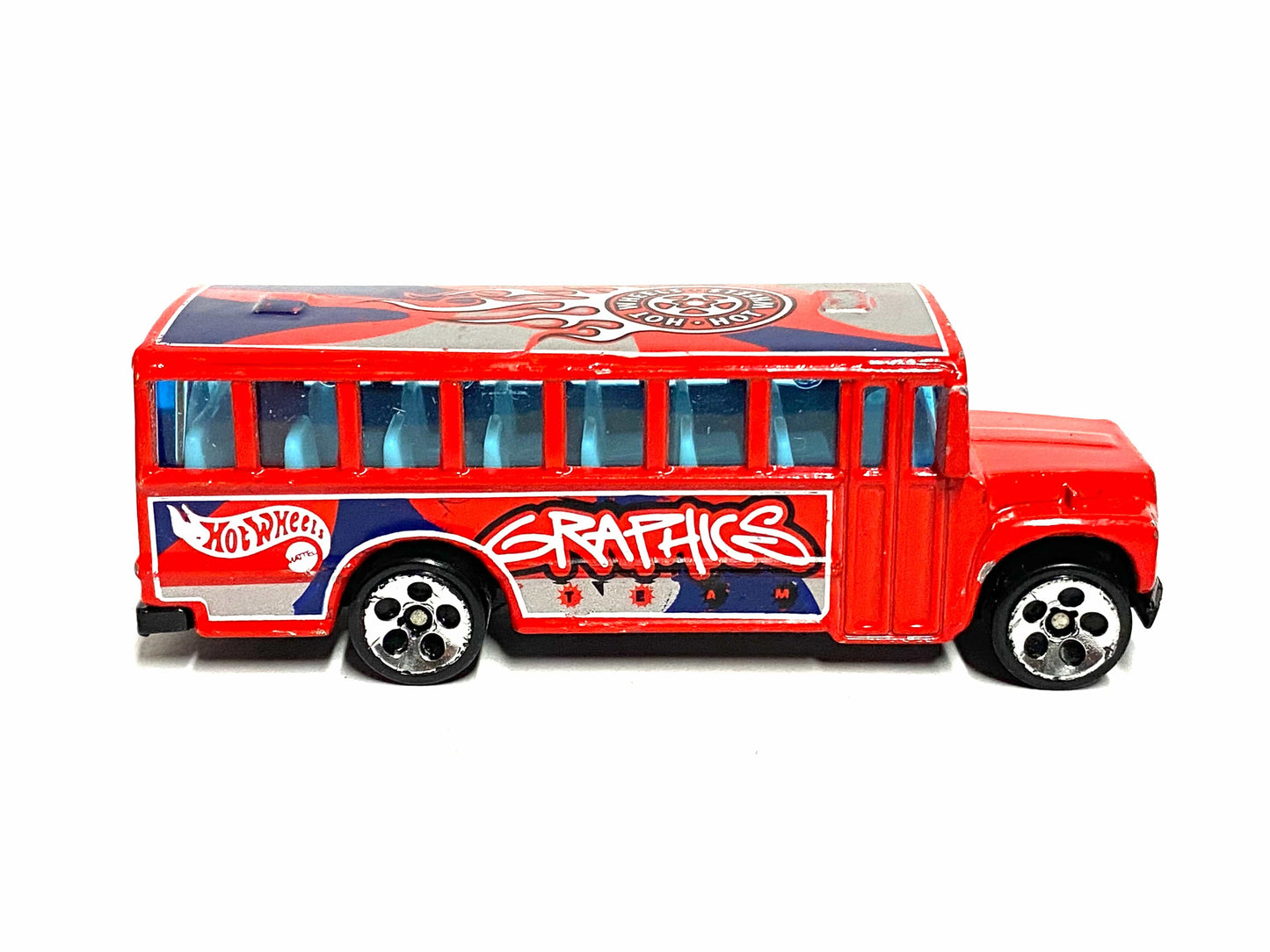Loose Hot Wheels - School Bus - Red, Silver and Blue Hot Wheels