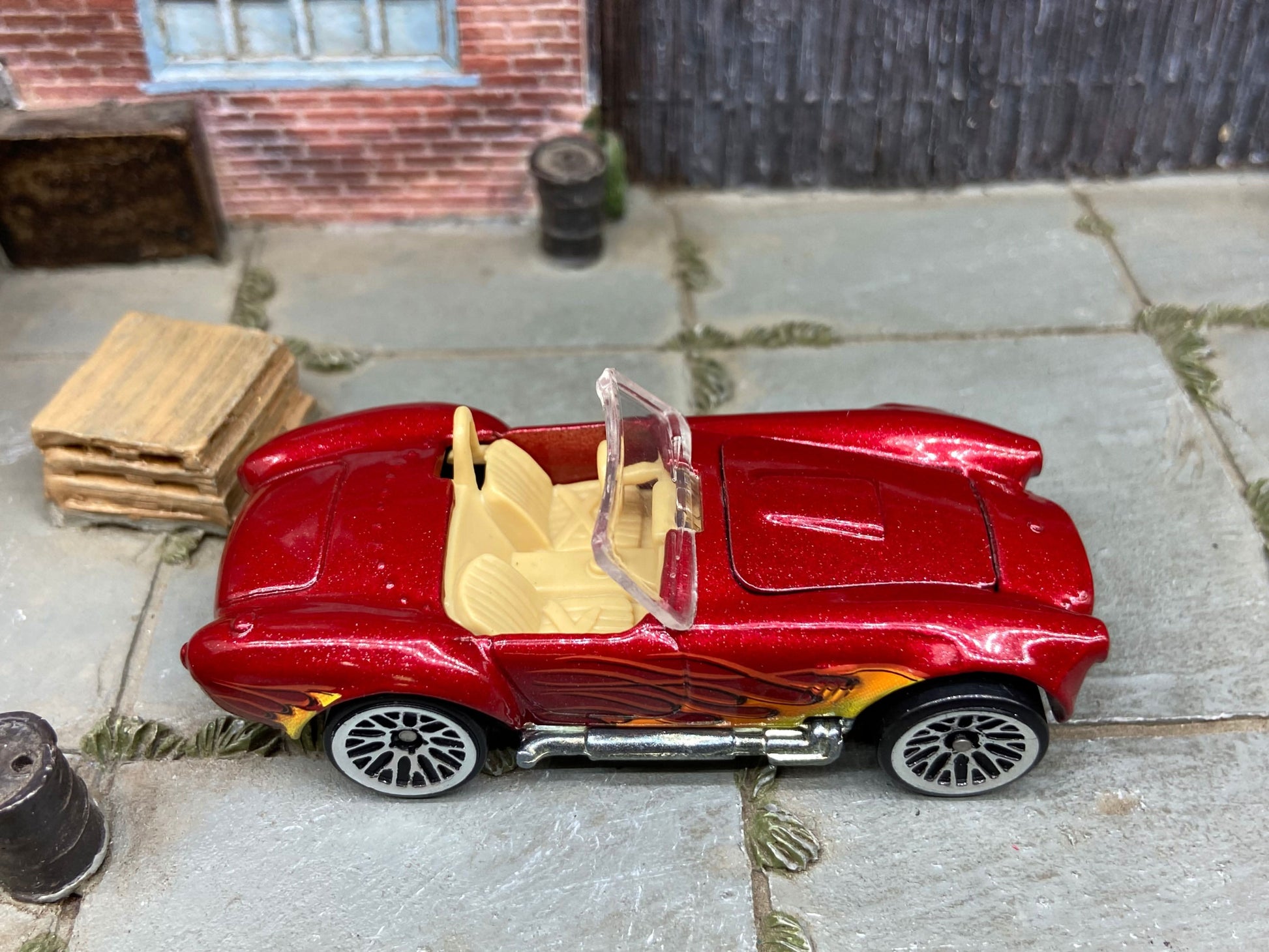 Loose Hot Wheels Shelby Cobra 427 S/C Dressed in Dark Red With Flames