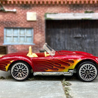 Loose Hot Wheels Shelby Cobra 427 S/C Dressed in Dark Red With Flames
