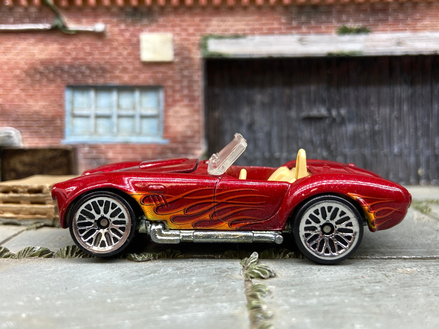 Loose Hot Wheels Shelby Cobra 427 S/C Dressed in Dark Red With Flames